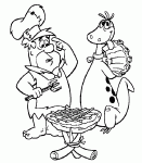 Dessin de Fred et Dino prepare un barbecue 