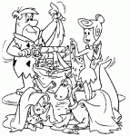 Dessin de fred et delima caillou prepare le repas 