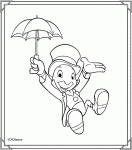 Dessin de Jiminy Cricket avec son parapluie 