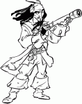 Dessin de Jack Sparrow avec sa longue vue 