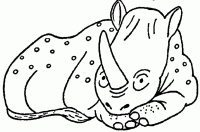Dessin de un rhinoceros qui fait la sieste 
