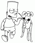Dessin de bart et le chien petit papa noel 