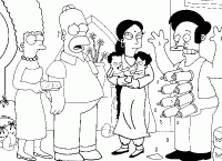 Dessin de Apu avec sa femme et ses enfants 