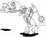 Dessin de Itchy et Scratchy se battent 