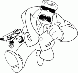 Dessin de Mc Bain avec une arme 