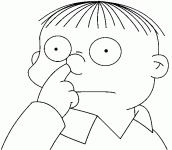 Dessin de Ralph avec doigt dans le nez 