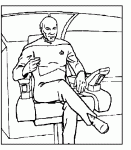 Dessin de personnage de Star Trek dans un fauteuil 