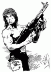 Dessin de Rambo avec une arme 