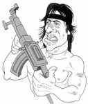 Dessin de dessin caricature de Rambo 