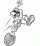 Dessin de Taz joue au tennis 