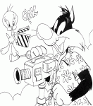 Dessin de Titi et Grosminet font du cinema 