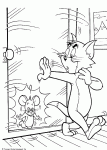 Dessin de Tom ferme la porte au nez de Jerry 
