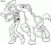 Dessin de le cow boy Woody et son cheval 