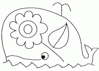 Dessin de baleine et fleur 