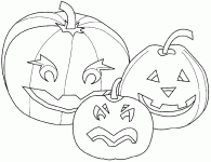 Dessin de 3 citrouilles pour Halloween 