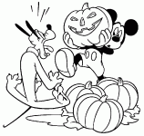 Dessin de Pluto a peur de la citrouille de Mickey 