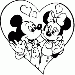 Dessin de Mickey et Minnie dans un coeur 