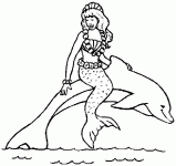 Dessin de sirene sur un dauphin 