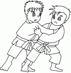 Dessin de deux enfants font du judo 
