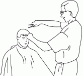 Dessin de coiffeur coupe les cheveux 