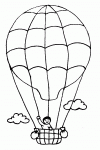 Dessin de une montgolfiere et deux nuages 