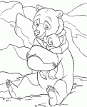 Dessin de un petit ourson dans les bras de sa maman ours 
