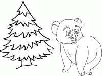 Dessin de un sapin et un ourson 