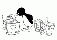 Dessin de pingu et bebe pingouin 