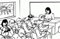 Dessin de classe d ecole avec des eleves 