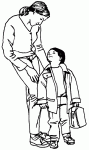 Dessin de une maman qui accompagne son fils a l ecole 