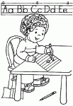 Dessin de une petite fille qui apprend a lire et a ecrire 