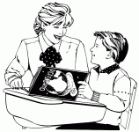 Dessin de une prof d histoire geo et un eleve 