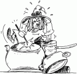 Dessin de dessin d une sorciere qui cuisine dans sa marmite 