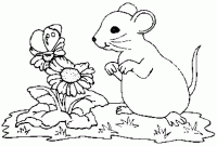 Dessin de fleurs et souris 