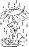Dessin de la souris s abrite de la pluie sous une fleur 
