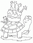 Dessin de tortue porte un gateau d anniversaire 