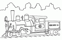 Dessin de train a vapeur avec wagon de charbon 