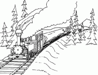 Dessin de un train qui transporte des troncs d arbres 