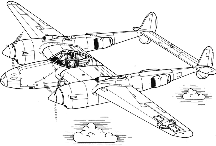 Avion De Chasse Coloriage