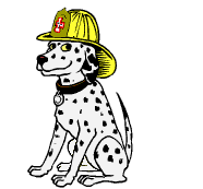 Image gif de chien dalmatien pompier