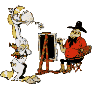 Image gif de Jolly Jumper pose pour un peintre 