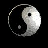 Image gif de ying yang avec reflet bleu