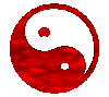 Image gif de ying yang en rouge et blanc
