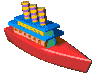 Image gif de bateau rouge en 3D