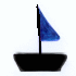 Image gif de petit bateau avec une voile bleue