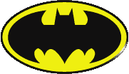 Image gif de logo batman noir et jaune qui tourne