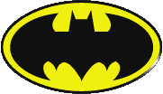 Image gif de logo batman noir et jaune qui tourne