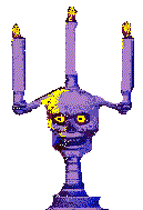Image gif de chandelier violet avec un crane