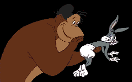 Image gif de un gorille tient Bugs Bunny dans ses mains