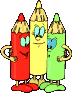 Image gif de trois crayons rouge jaune vert
